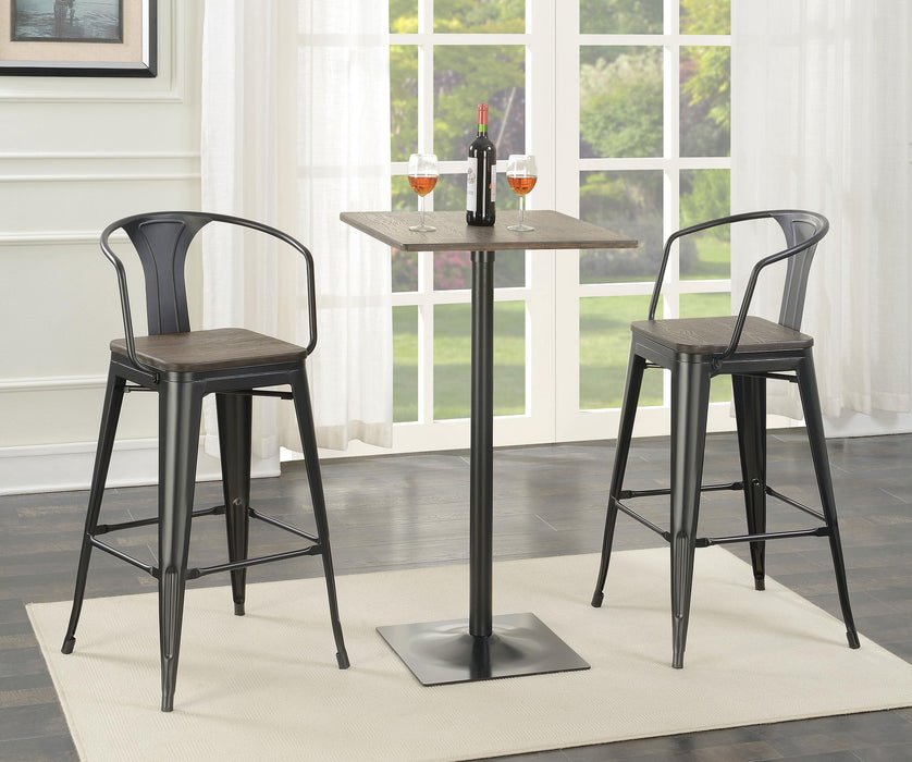 Cavalier 3-piece Square Bar Table Set Dark Elm and Black - National Warehouse Furniture (Buffalo, NY)