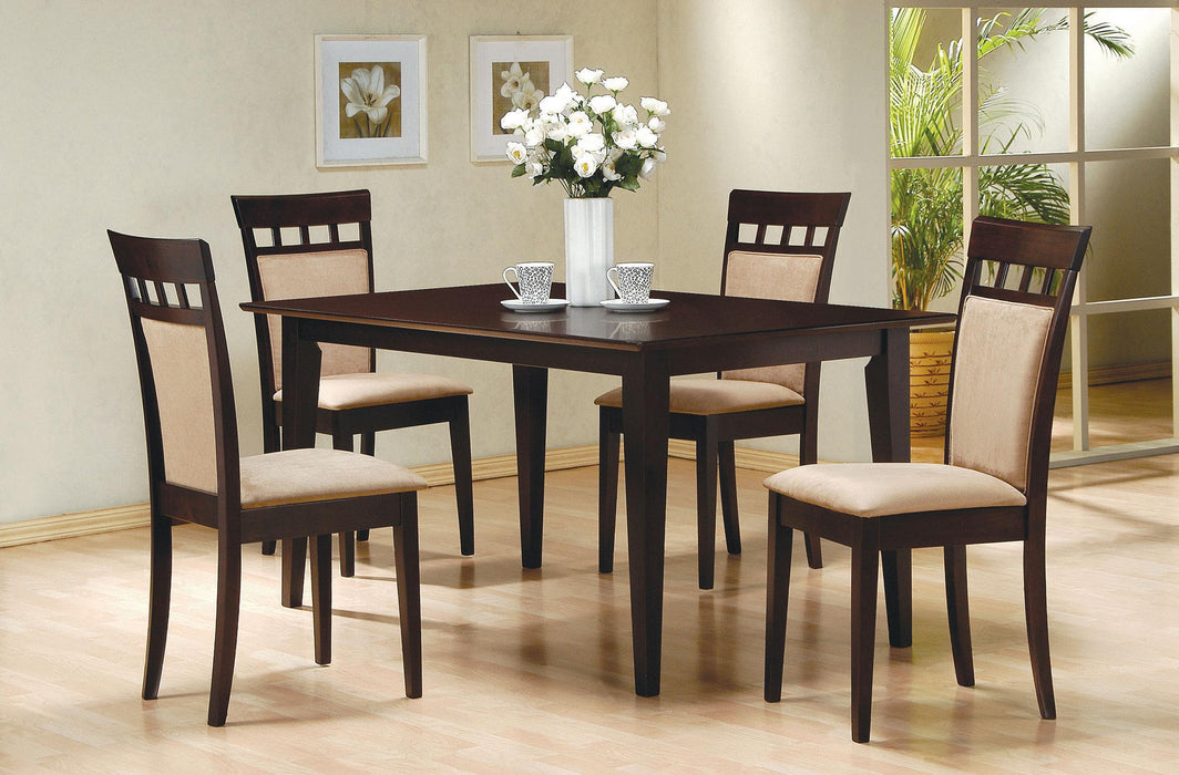 Gabriel 5-piece Rectangular 59-inch Closed Back Dining Set Cappuccino - National Warehouse Furniture (Buffalo, NY)