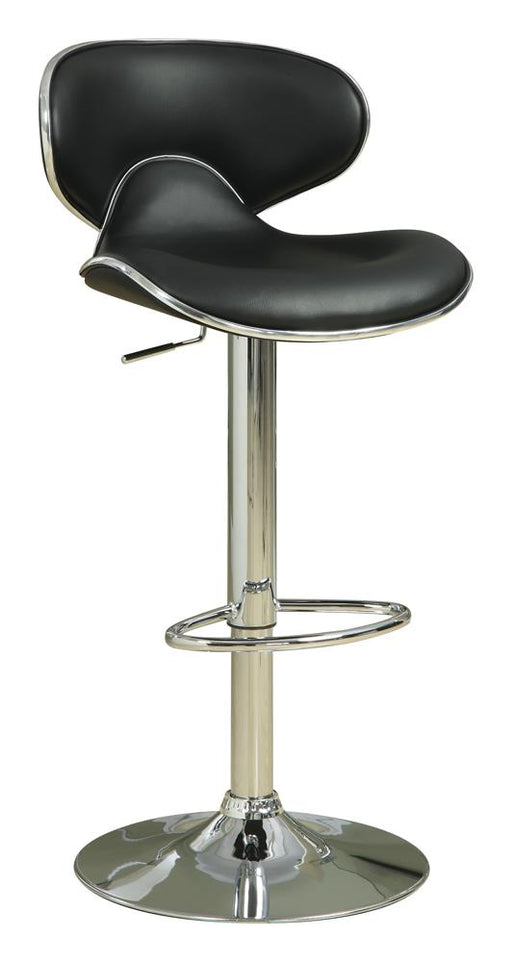 Edenton Upholstered Adjustable Height Bar Stools Black and Chrome (Set of 2) - National Warehouse Furniture (Buffalo, NY)