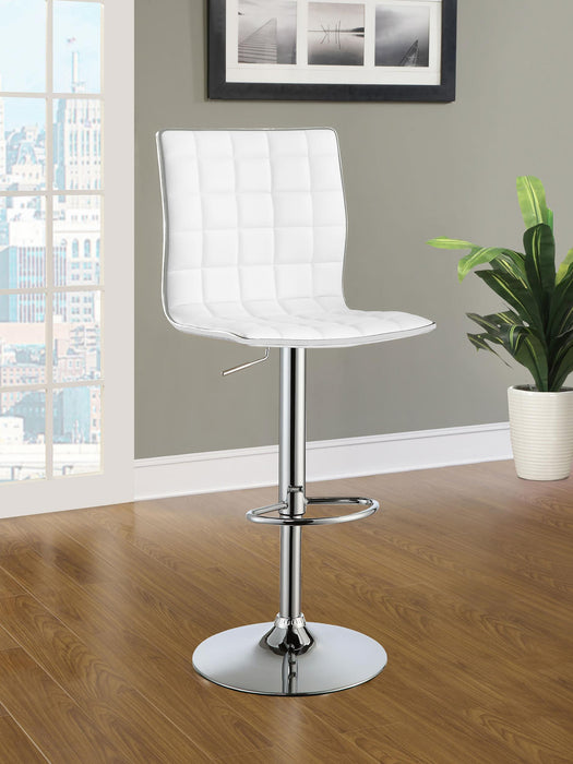 Ashbury Upholstered Adjustable Bar Stools White and Chrome (Set of 2) - National Warehouse Furniture (Buffalo, NY)