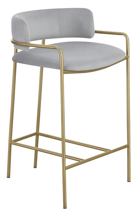 Comstock Upholstered Low Back Stool Grey and Gold - National Warehouse Furniture (Buffalo, NY)