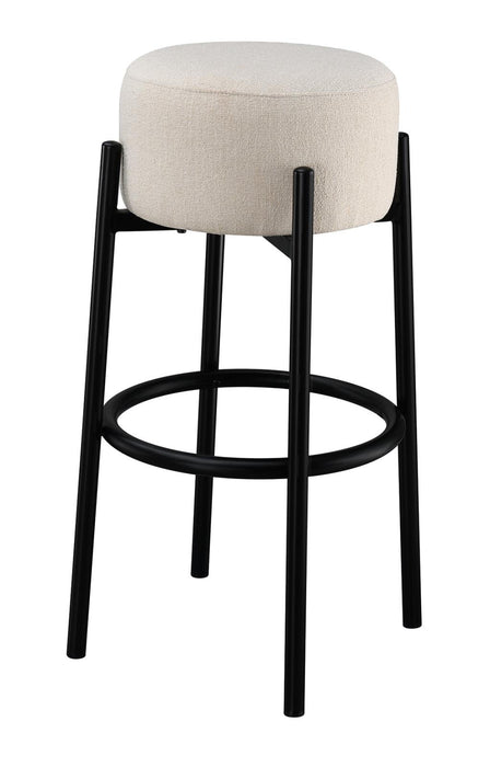 Leonard Upholstered Backless Round Stools White and Black (Set of 2) - National Warehouse Furniture (Buffalo, NY)