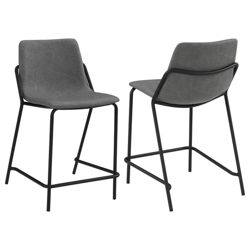 Earnest Solid Back Upholstered Counter Height Stools Grey and Black (Set of 2) - National Warehouse Furniture (Buffalo, NY)