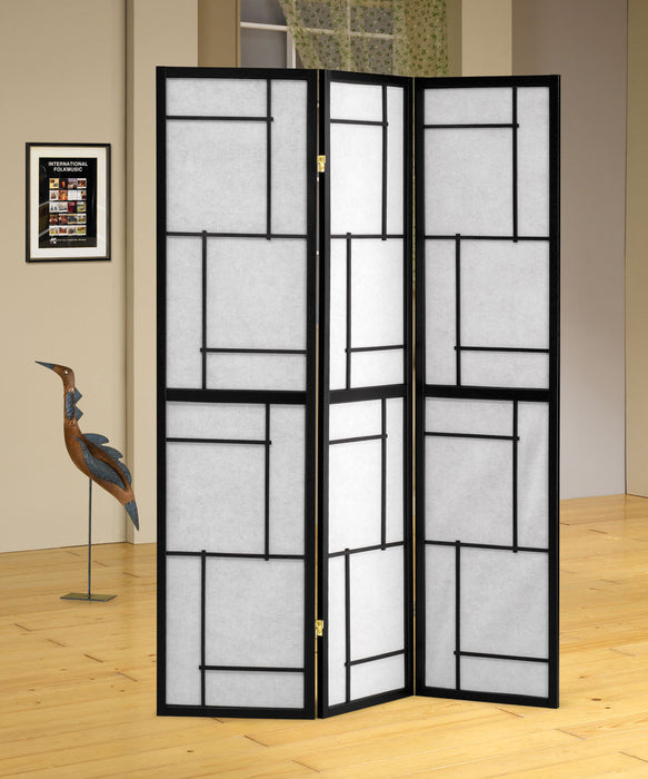 Damis 3-panel Folding Floor Screen Black and White - National Warehouse Furniture (Buffalo, NY)