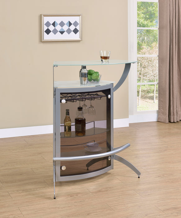 Dallas 2-shelf Home Bar Silver and Frosted Glass - National Warehouse Furniture (Buffalo, NY)