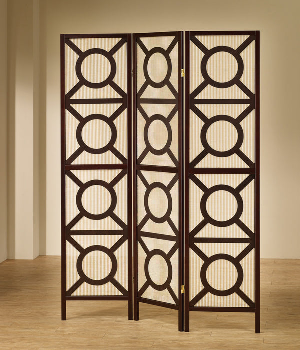 Vulcan 3-panel Geometric Folding Screen Tan and Cappuccino - National Warehouse Furniture (Buffalo, NY)