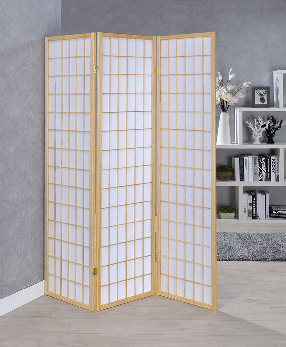 Carrie 3-panel Folding Screen Natural and White - National Warehouse Furniture (Buffalo, NY)