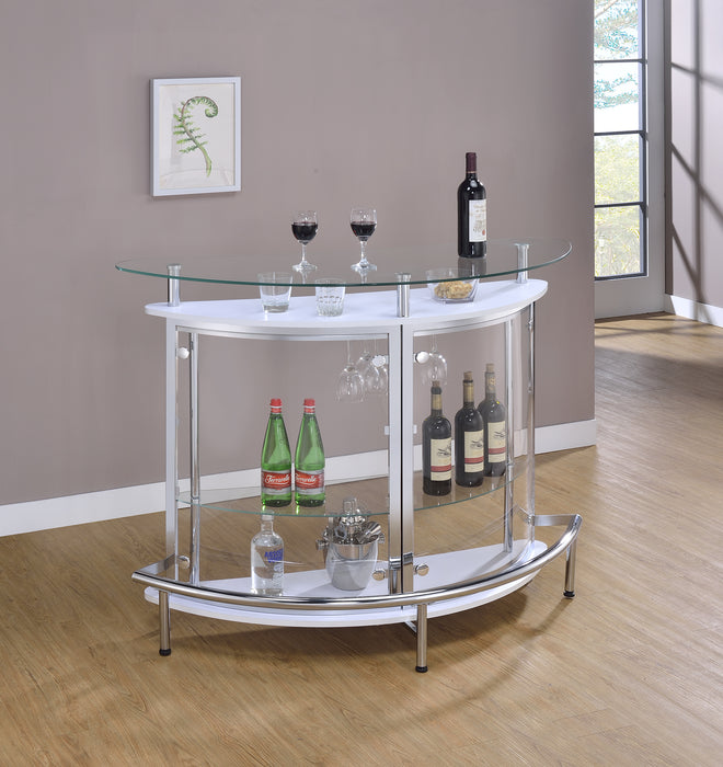 Amarillo 2-tier Bar Unit White and Chrome - National Warehouse Furniture (Buffalo, NY)