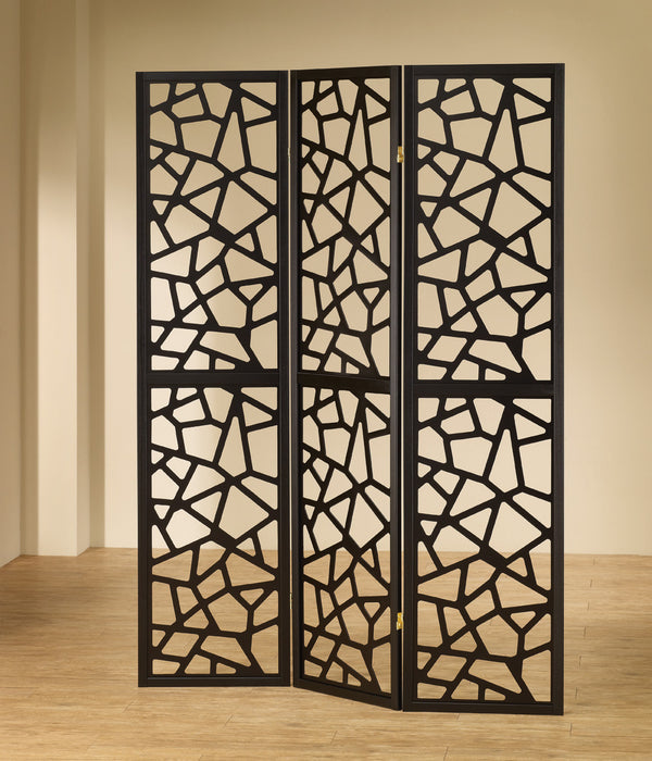 Nailan 3-panel Open Mosaic Pattern Room Divider Black - National Warehouse Furniture (Buffalo, NY)