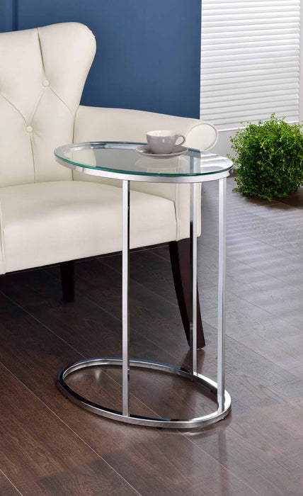 Kyle Oval Snack Table Chrome and Clear - National Warehouse Furniture (Buffalo, NY)