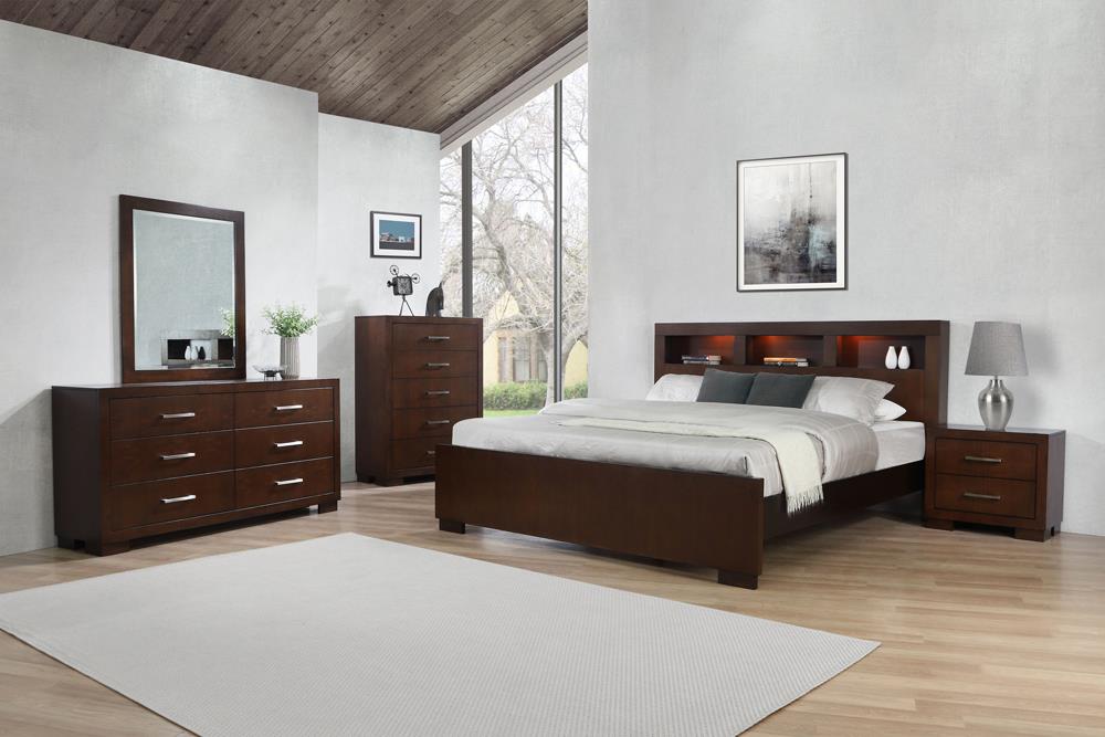 Jessica Bedroom Set with Bookcase Headboard Cappuccino - National Warehouse Furniture (Buffalo, NY)