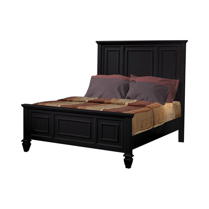 Sandy Beach Queen & E.King Panel Bed with High Headboard Black & White - National Warehouse Furniture (Buffalo, NY)