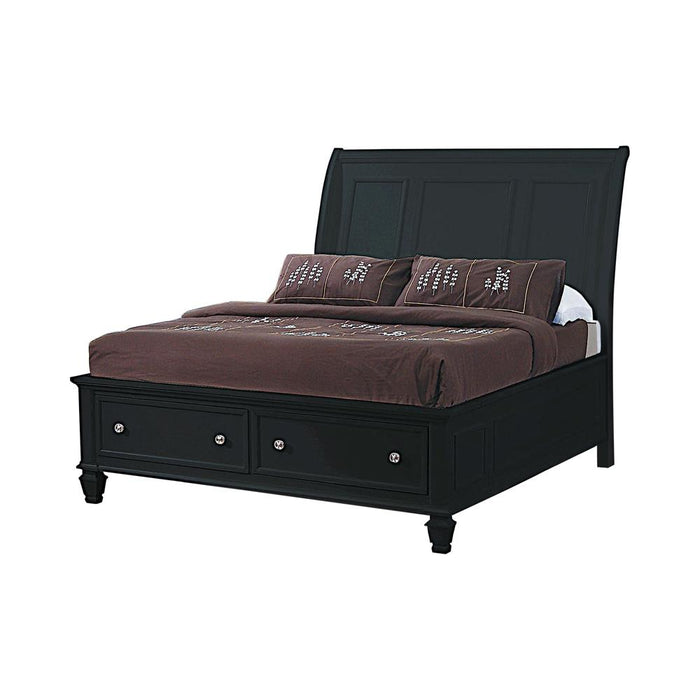 Sandy Beach Queen & E.King Storage Sleigh Bed Black & White - National Warehouse Furniture (Buffalo, NY)