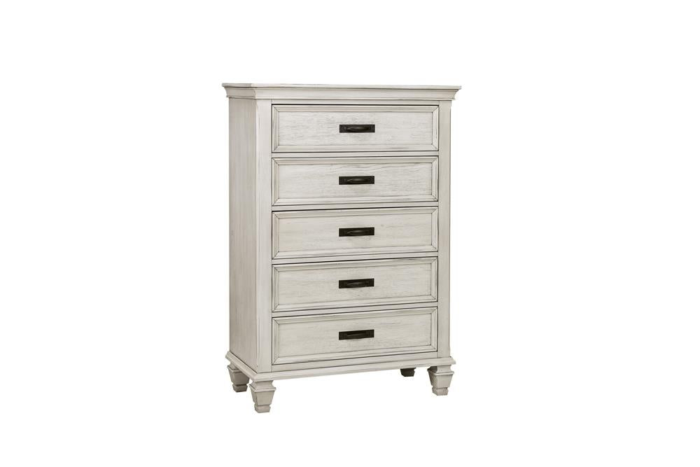 Franco 5-drawer Chest Antique White - National Warehouse Furniture (Buffalo, NY)