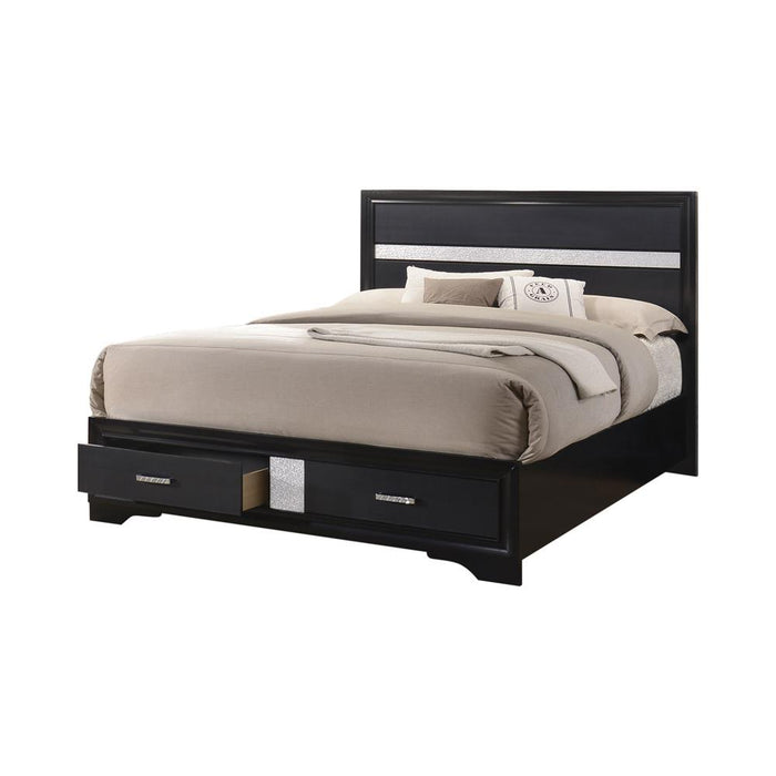 Miranda California King. E.King, & Queen 2-drawer Storage Bed Black & White - National Warehouse Furniture (Buffalo, NY)