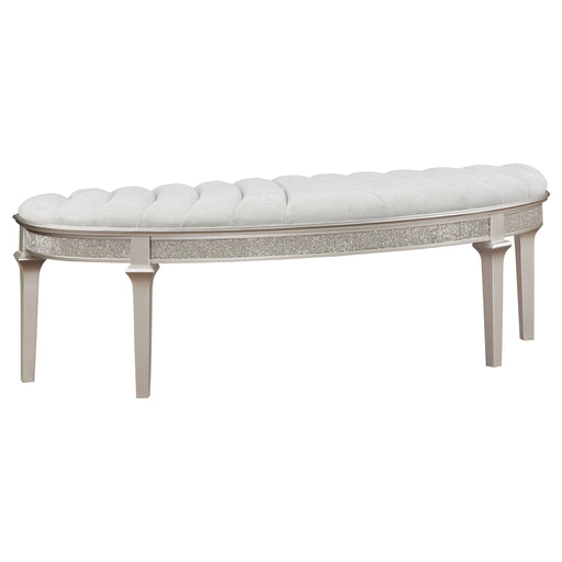 Evangeline Upholstered Demilune Bench Ivory and Silver Oak - National Warehouse Furniture (Buffalo, NY)
