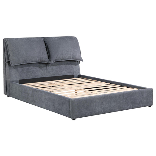 Laurel Upholstered Platform Bed with Pillow Headboard Charcoal Grey - National Warehouse Furniture (Buffalo, NY)