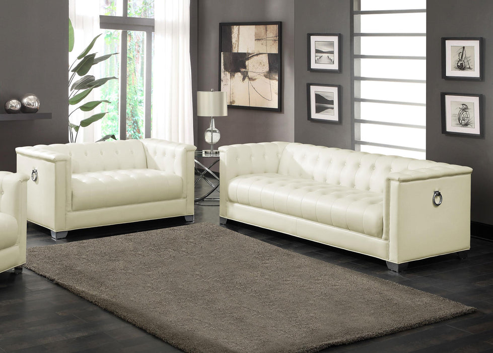 Chaviano 2-piece Upholstered Tufted Sofa Set Pearl White - National Warehouse Furniture (Buffalo, NY)