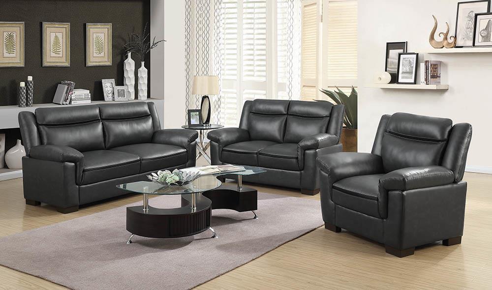 Arabella Upholstered Pillow Top Arm Living Room Set Grey - National Warehouse Furniture (Buffalo, NY)