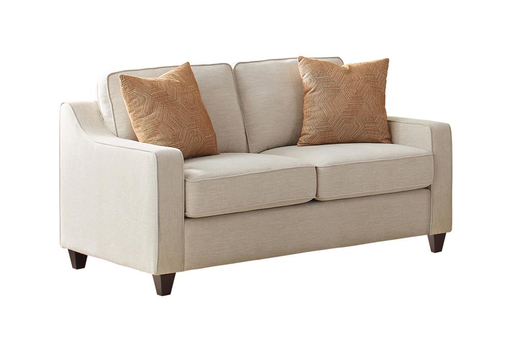 Christine Upholstered Cushion Back Loveseat Beige - National Warehouse Furniture (Buffalo, NY)