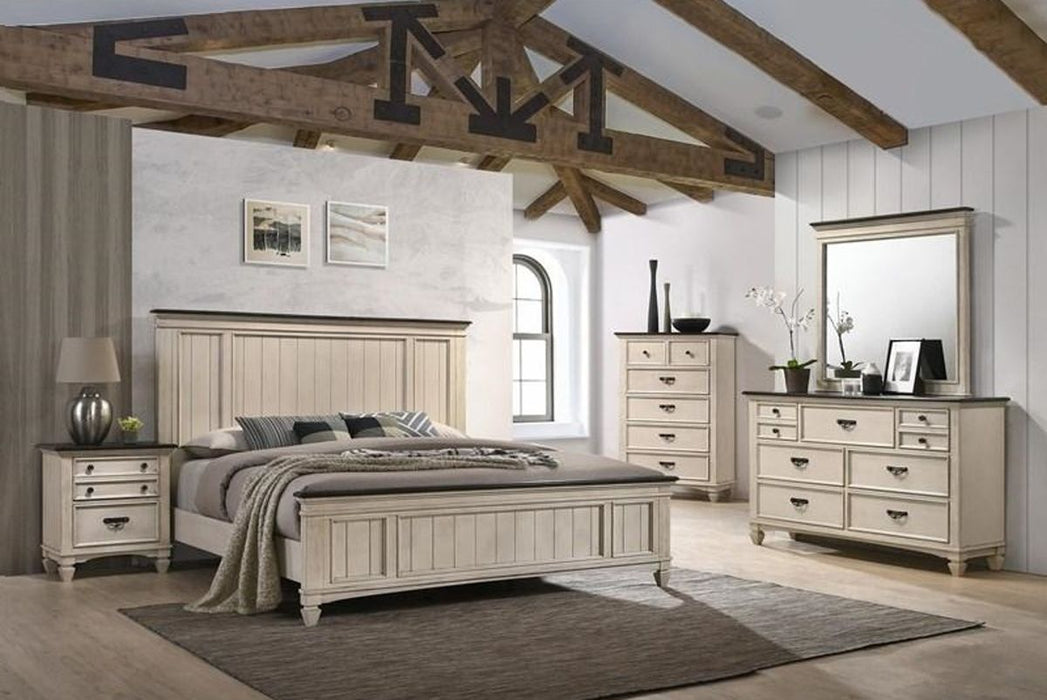 Crown Mark Sawyer King Panel Bed in Two-Toned
