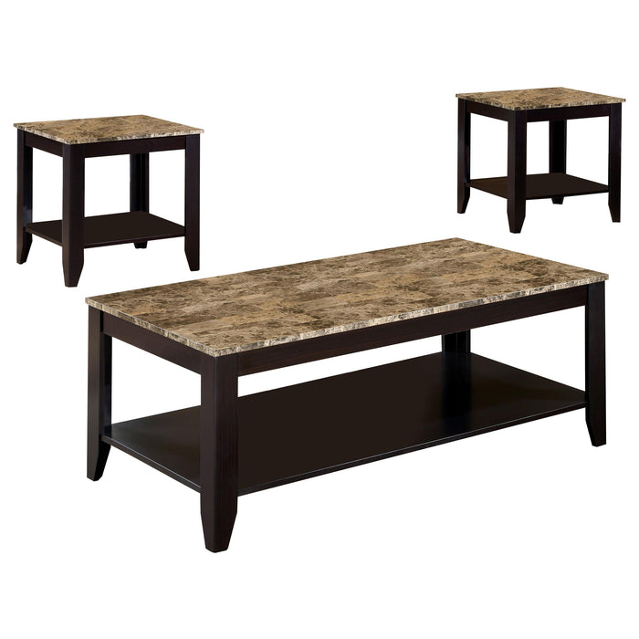 Flores 3-piece Occasional Table Set with Shelf Cappuccino - National Warehouse Furniture (Buffalo, NY)