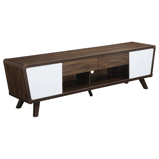 Alvin 2-drawer TV Console Dark Walnut and Glossy White - National Warehouse Furniture (Buffalo, NY)