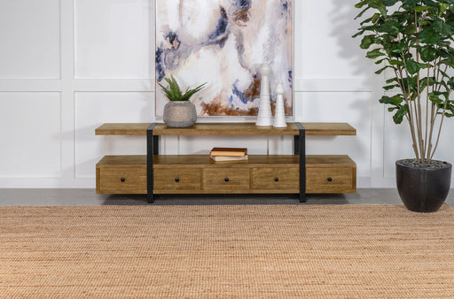 Otto 4-drawer Solid Wood 70" TV Stand Brown and Gunmetal - National Warehouse Furniture (Buffalo, NY)
