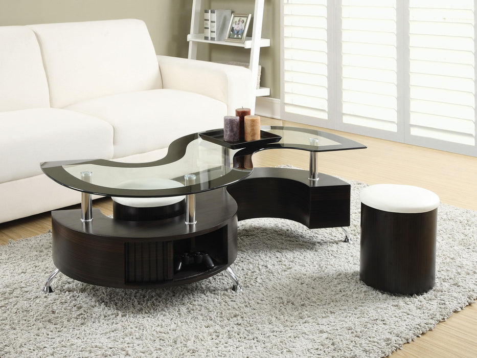 Buckley 3-piece Coffee Table and Stools Set Cappuccino - National Warehouse Furniture (Buffalo, NY)