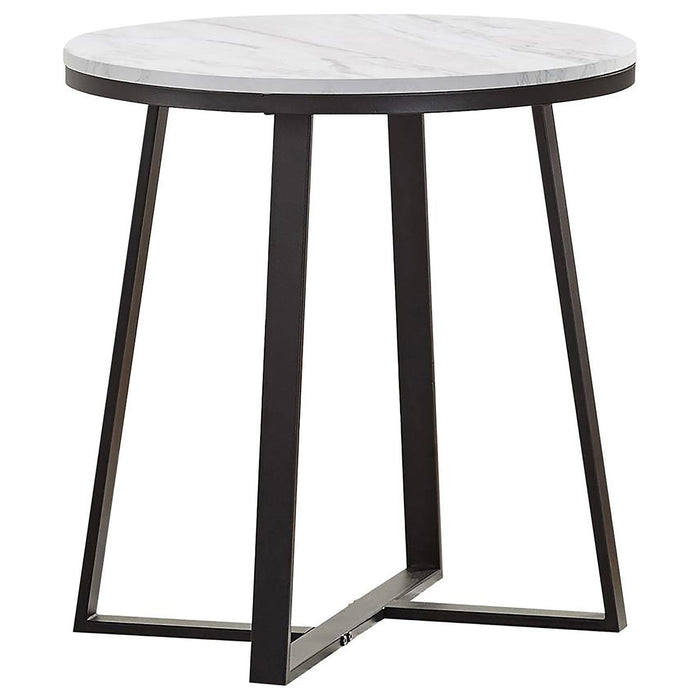 Hugo Metal Base Round End Table White and Matte Black - National Warehouse Furniture (Buffalo, NY)