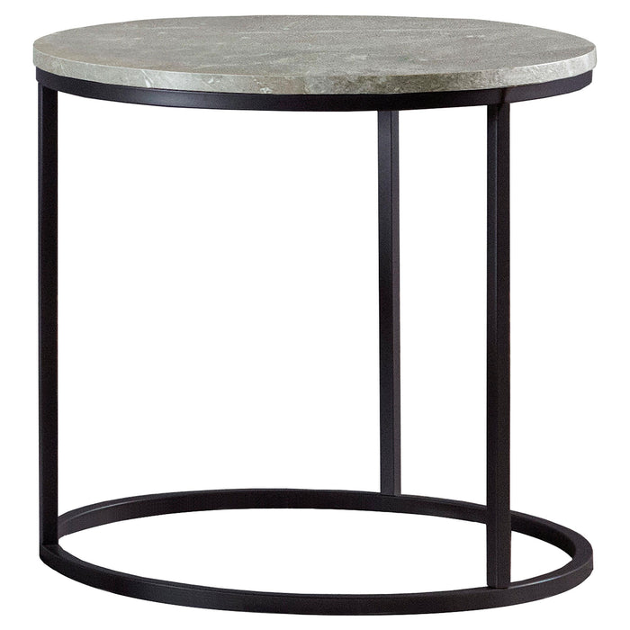 Lainey Faux Marble Round Top End Table Grey and Gunmetal - National Warehouse Furniture (Buffalo, NY)