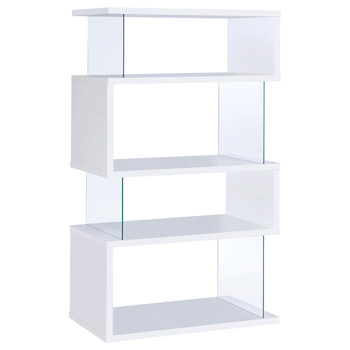 Emelle 4-tier Bookcase White and Clear - National Warehouse Furniture (Buffalo, NY)