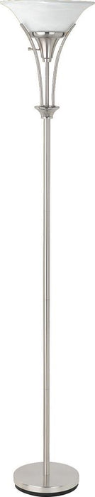 Archie Floor Lamp with Frosted Ribbed Shade Brushed Steel - National Warehouse Furniture (Buffalo, NY)