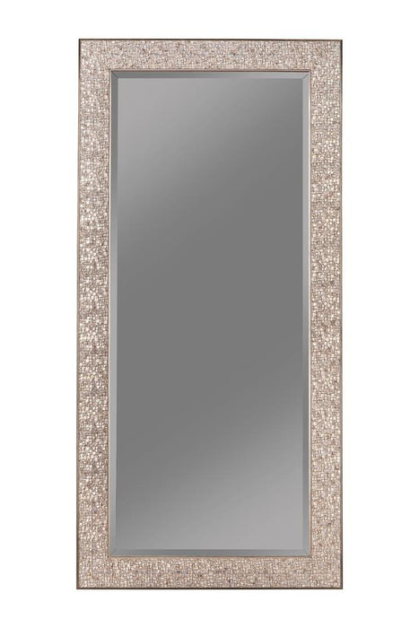 Rollins Rectangular Floor Mirror Silver Sparkle - National Warehouse Furniture (Buffalo, NY)