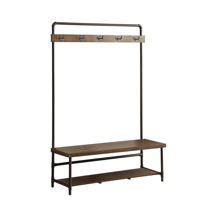 Alise Hall Tree with 5 Coat Hooks Chestnut and Dark Bronze - National Warehouse Furniture (Buffalo, NY)