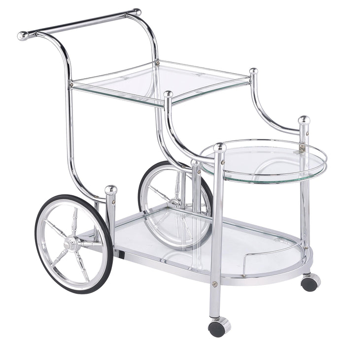 Sarandon 3-tier Serving Cart Chrome and Clear - National Warehouse Furniture (Buffalo, NY)