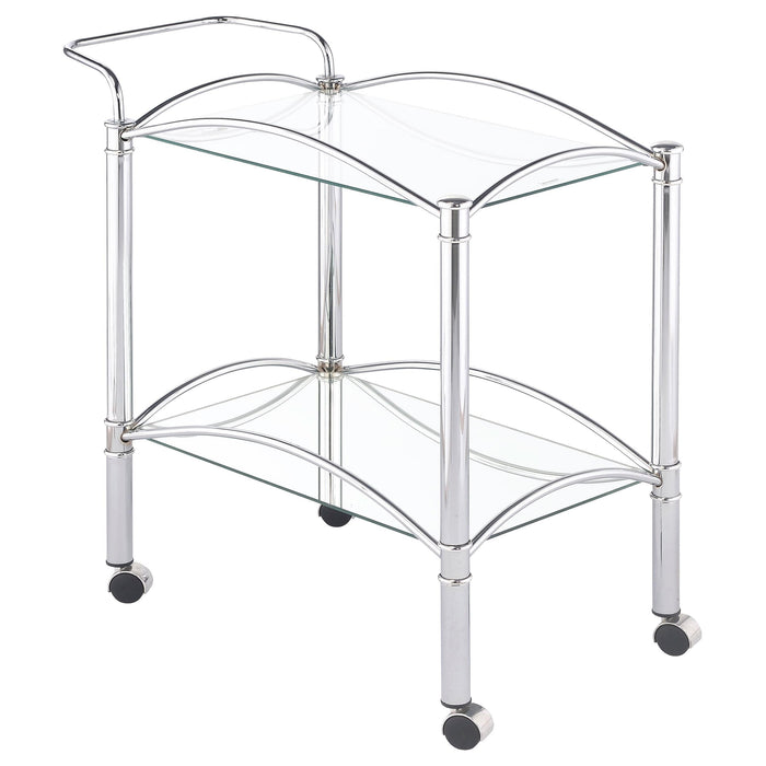 Shadix 2-tier Serving Cart with Glass Top Chrome and Clear - National Warehouse Furniture (Buffalo, NY)