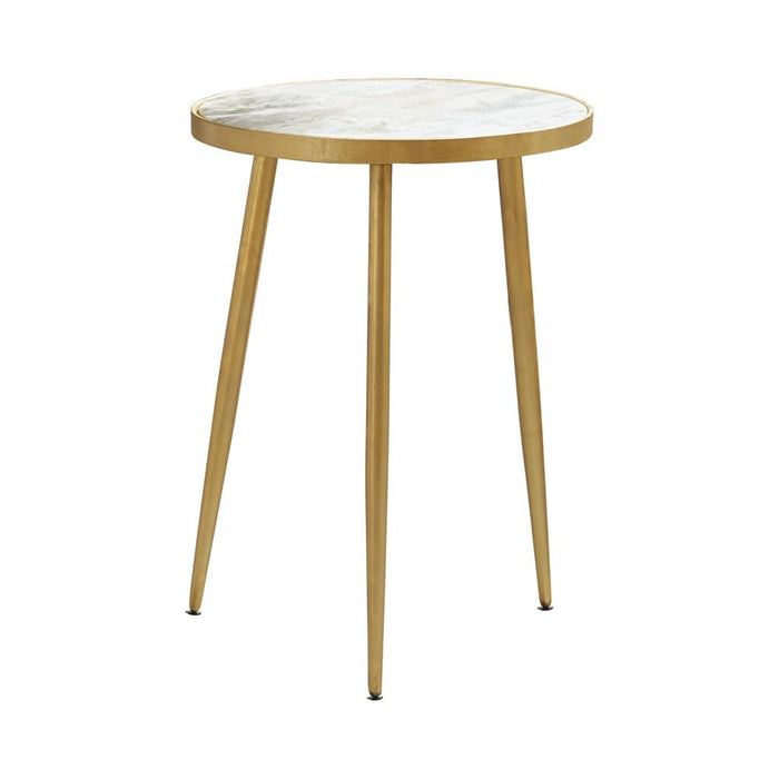 Acheson Round Accent Table White and Gold - National Warehouse Furniture (Buffalo, NY)