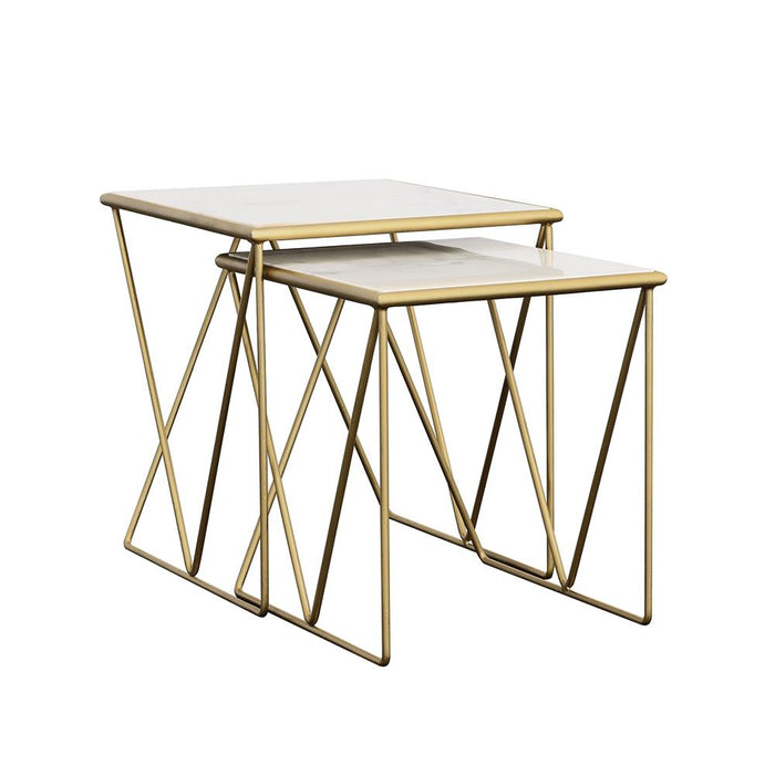 Bette 2-piece Nesting Table Set White and Gold - National Warehouse Furniture (Buffalo, NY)