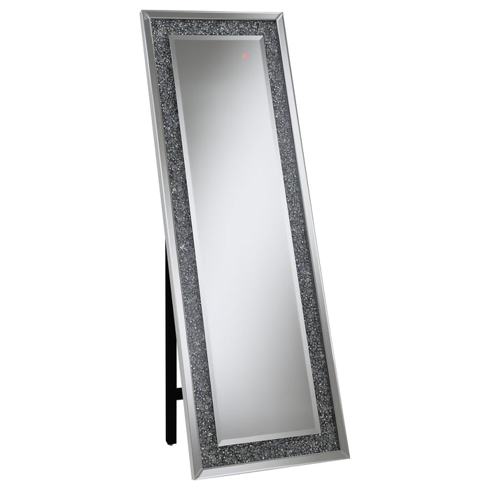 Carisi Rectangular Standing Mirror with LED Lighting Silver - National Warehouse Furniture (Buffalo, NY)