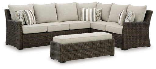 Brook Ranch Outdoor Sofa Sectional/Bench with Cushion (Set of 3) - National Warehouse Furniture (Buffalo, NY)