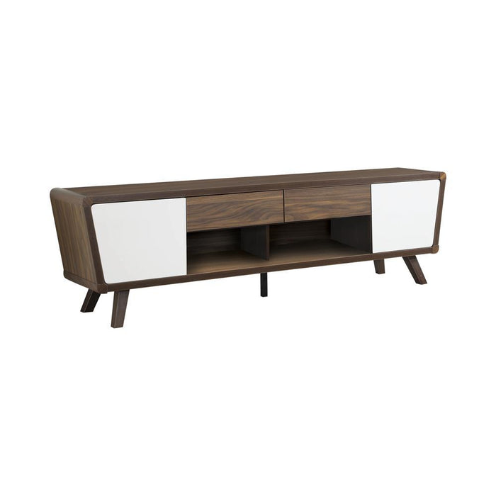 Alvin 2-drawer TV Console Dark Walnut and Glossy White - National Warehouse Furniture (Buffalo, NY)