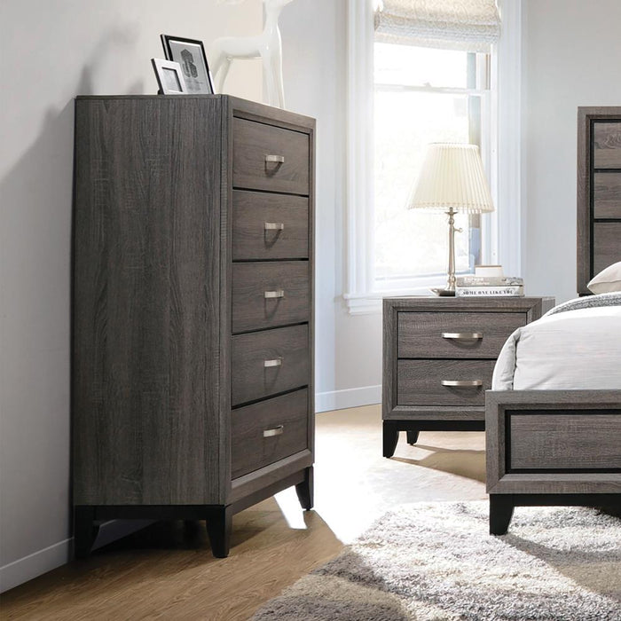 Watson 5-drawer Chest Grey Oak and Black - National Warehouse Furniture (Buffalo, NY)