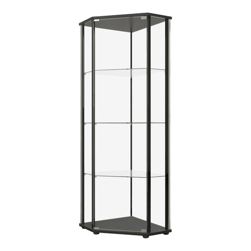 Zenobia Glass Shelf Curio Cabinet Clear and Black - National Warehouse Furniture (Buffalo, NY)