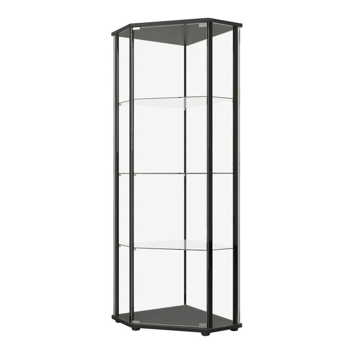 Zenobia Glass Shelf Curio Cabinet Clear and Black - National Warehouse Furniture (Buffalo, NY)