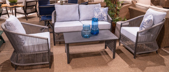 Bridges Beach Outdoor Love/Chairs/Table Set (Set of 4) - National Warehouse Furniture (Buffalo, NY)