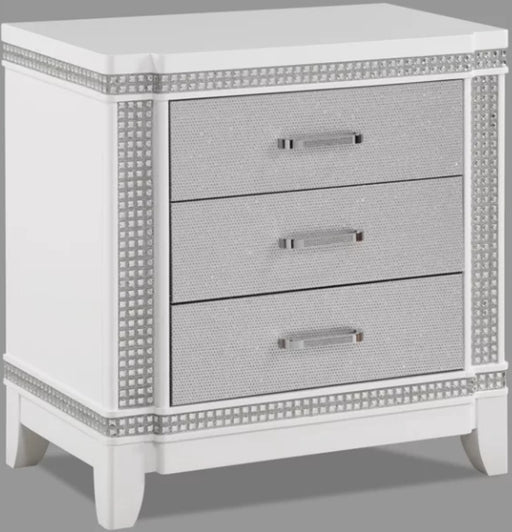 Crown Mark Furniture Ariane Nightstand in White and Silver B1690-2 image