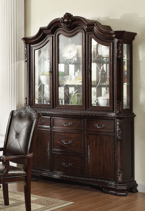 Crown Mark Kiera Buffet with Hutch in Rich Brown
