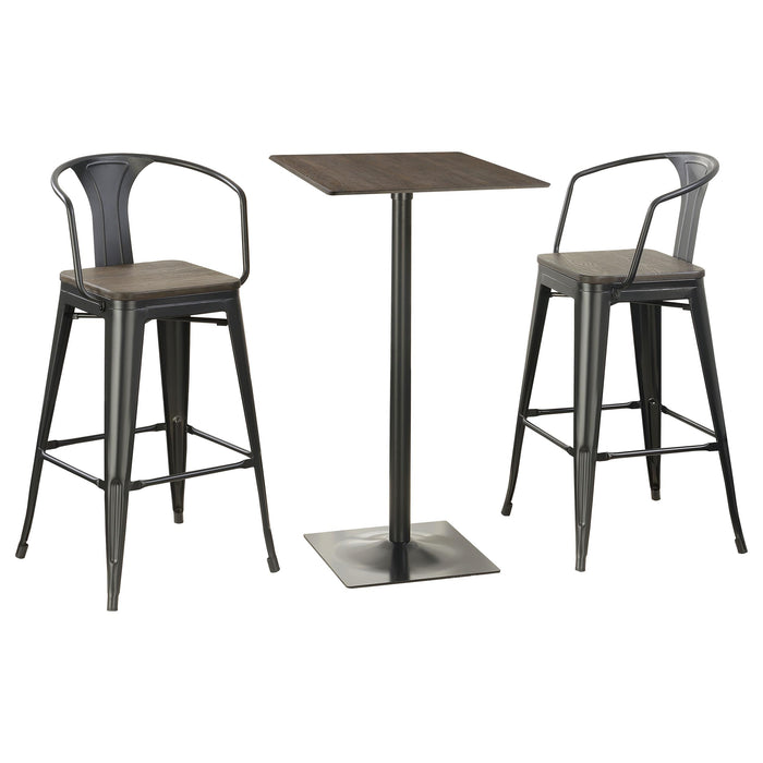 Cavalier 3-piece Square Bar Table Set Dark Elm and Black - National Warehouse Furniture (Buffalo, NY)