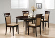 Gabriel 5-piece Extension Leaf Dining Table Set Cappuccino - National Warehouse Furniture (Buffalo, NY)